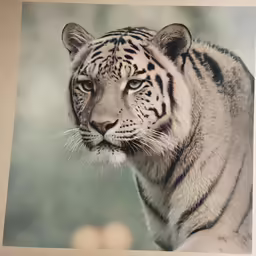 a close up photo of a white tiger in color