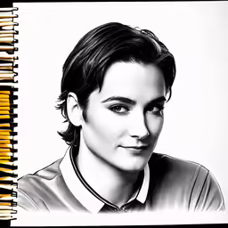 a drawing of a woman in black and white