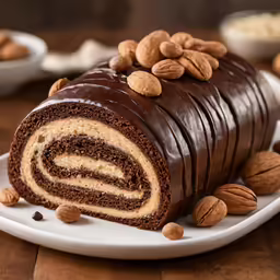 a very yummy cake filled with chocolate and nuts