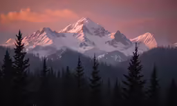 the sun is low on the mountain top as it sets