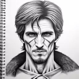 a drawing of the face and eyebrows of a man with eyeliners