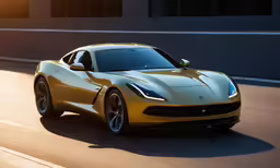 the new corvette stings across the city street