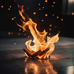 a close up view of a fire with some firewood