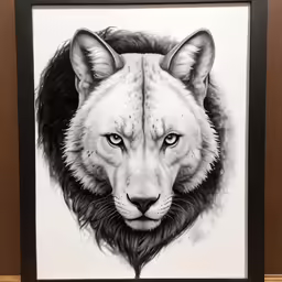 a black and white photo of a wolf