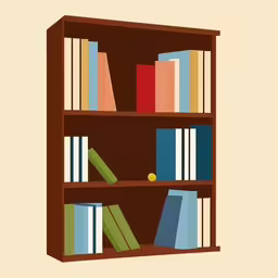 a book case with several books on it,there is a book shelf with several books on it
