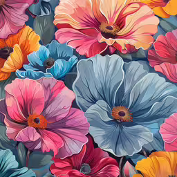 a lot of colorful flowers with different color,colorful flower background painted in watercolors