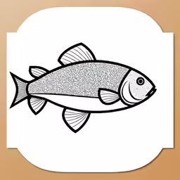 a sticker with a black and white fish on it