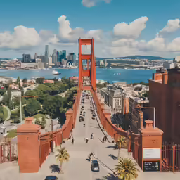 this is an overhead view of the golden gate bridge