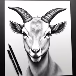 a goat that is in the picture next to some pen
