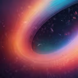 a space background shows the earth as it moves toward another object,a colorful artwork showing a spiral