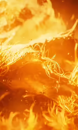 some grass that is burned with fire in it