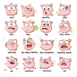 the four little pigs with their faces and names