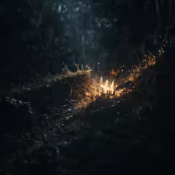 bright fire in the ground with dark background