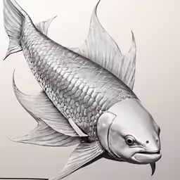 a drawing of a fish on paper
