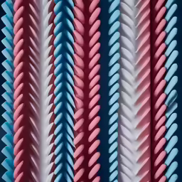 colorful blue, pink and white straws in the form of circles