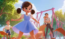 a cartoon character holding the hand of an infant