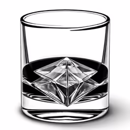 a crystaled whiskey glass on a white surface