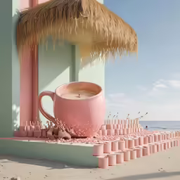 a cup of coffee sitting next to some candy canes