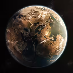 the earth is shown with lights reflecting off it