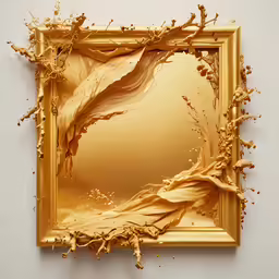 yellow and brown art piece with paint splashing off it
