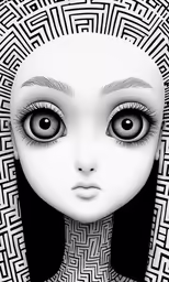 a woman with an elaborate black and white face