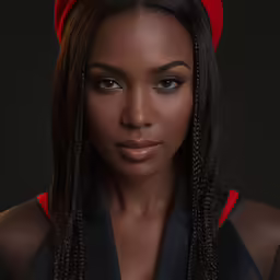 the woman is posing for the photographer with long dreadlocks