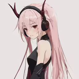 a cartoon girl with headphones in her hair
