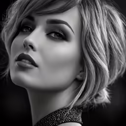 a woman with makeup on posing for the camera