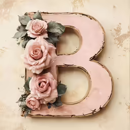 there are two roses arranged to form the letter b