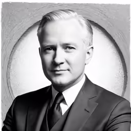 a man in a suit and tie is smiling