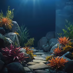 beautiful landscape at night with rock pathway