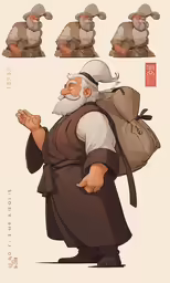 a man with a backpack stands next to the drawing