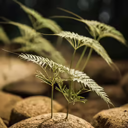 some small plants growing out of some rocks