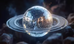a big crystal ball that is floating on the surface