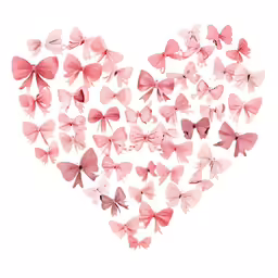 a pink heart with many different butterflies flying in the air