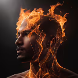 a man with a flaming hairstyle in a photo