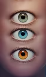 three eyes with different colored circles of the eyes