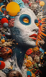 a surreal portrait made out of various objects