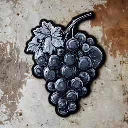 a drawing of a bunch of grapes, with the stem shaped like an individual