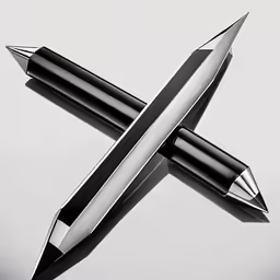 pen and a scissors laying on a white surface