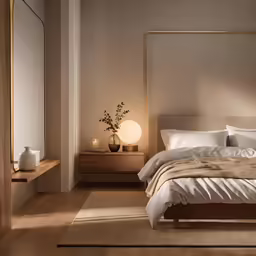 a bed room with a neatly made bed