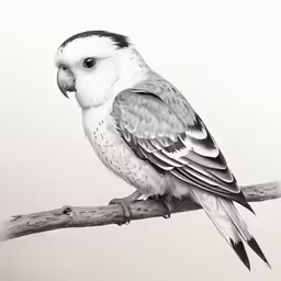 a white bird with a black beak sitting on a branch