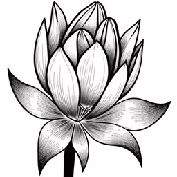 a flower that is drawn with black ink on a white background