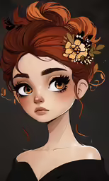 an illustration of a woman with flowers in her hair