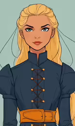 a girl wearing blue clothing is shown
