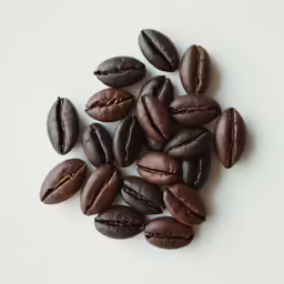 roasted coffee beans on white background