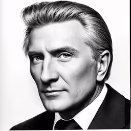 a man with long blonde hair and wearing a suit