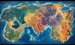 a digital map of the middle earth showing the different vegetation areas