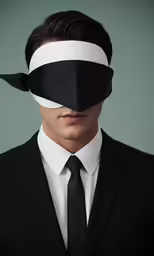 a person wearing a blindfold over their eyes