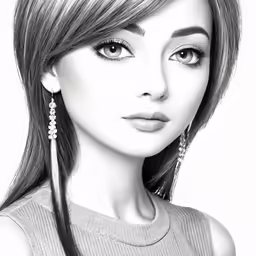 pencil drawing of an attractive lady